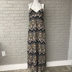 DKNY Jeans Paisley Print Multicolored Halter Maxi Dress Size M